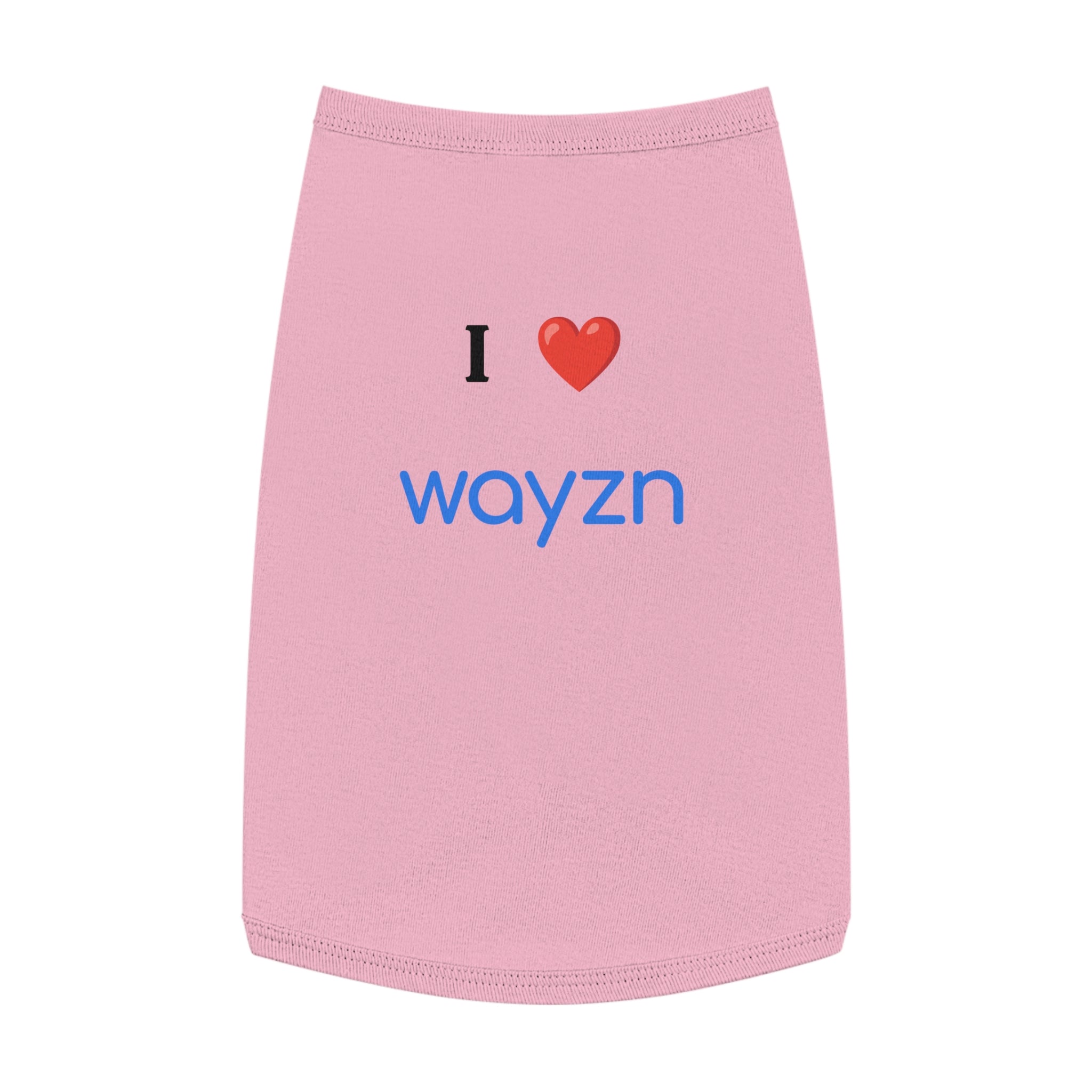 I Heart Wayzn - Dog Jersey: A pink shirt with a heart and text, perfect for your furry friend.
