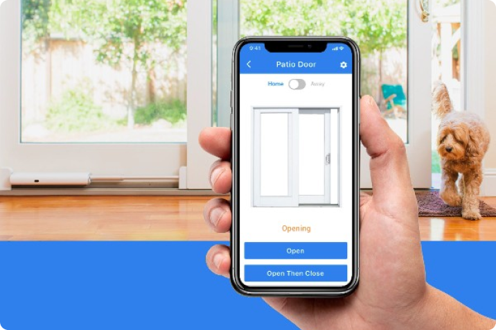dog door for sliding glass door with app to open door